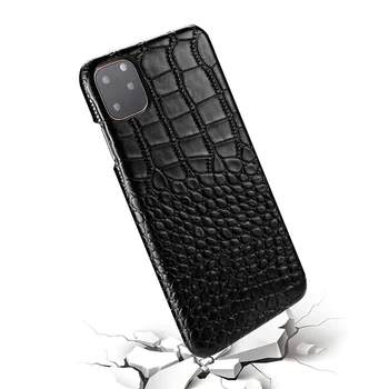 Riktiga Äkta Läder Phone Case För iPhone 11 12 Mini Pro Max XS XR X SE2 7 8 Plus Lyx Täcka Söt Croco Tunt Hårt Tillbaka Fall