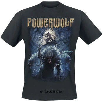 Rolig Män t-tröja vit t-skjorta tshirts Svart tee Natt Av Varulvar Powerwolf T-Shirt