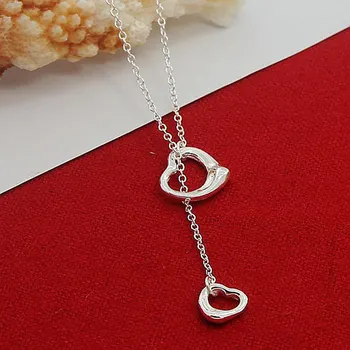 Romantiska Smycken i 925 Sterling Silver Litet Hjärta Kedja Halsband för Kvinnor Kvinnliga alla Hjärtans Dag Presenter