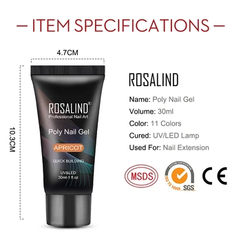 ROSALIND gel 30ML för nagelförlängning Vit Flaska Njuta av Byggmästare Poly Nail Gel hybrid Nail Art Top Coat UV-LED-Gel Nagellack