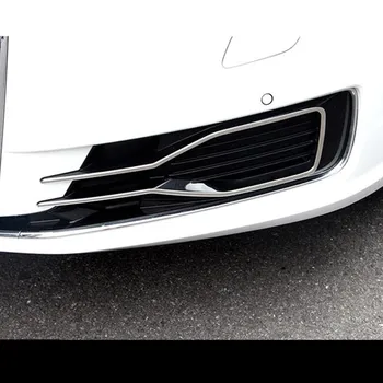 Rostfri Front Luft Galler Dekoration dimljus Grill Täcka Trim 10st För Audi A6 C7 2016 Främre Stötfångare Dimma Lampan Remsor