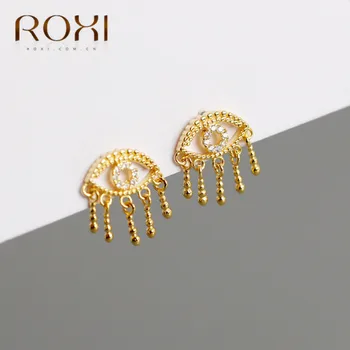 ROXI 925 Sterling Silver, Mini Zirkon Öga Små Örhängen för Kvinnor Vit CZ-Kristall Örhänge Mujer Brinco Kärlek Eller