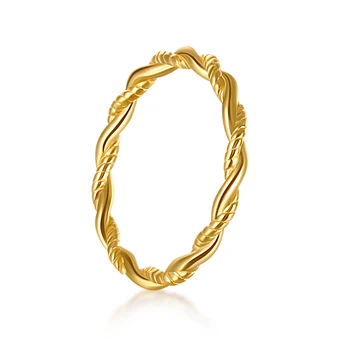 ROXI Twist Rep Stapla Ringar för Kvinnor Enkel 925 Sterling Silver Ring med Vridna Guld Silver Färg Par Ring Eller Flicka