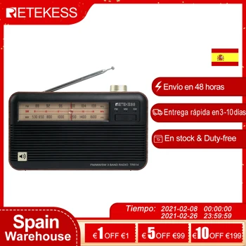 RSTEKESS TR614 Bärbar Radio Retro FM/MW/SW För Äldre Stöd Hörlursuttag (3,5 mm) USB-laddningskabel Med Utdragbar Antenn