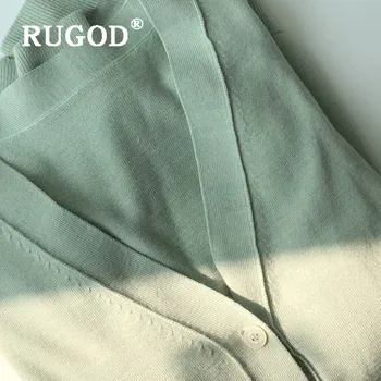 RUGOD 2019 Nya Kvinnor ärtgrön Mild Mjuk Cardigan med V-ringad långärmad Tunn Tröja Päls koreanska Chic Mode Elegant Söt Kappa