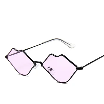Röd Läpp Form Solglasögon för Kvinnor 2020 Mode Sexig solglasögon Nyanser Uv400 Kvinnliga Glasögon Varumärke Designer Legering Spegel Glas MM58