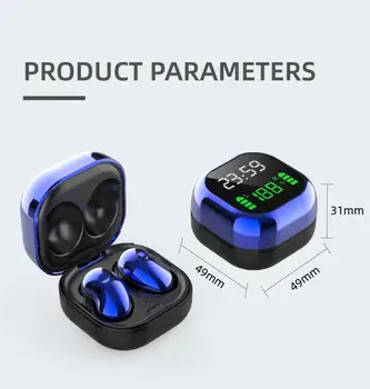 S6Plus TWS Hörlurar Hörlurar med Bluetooth 5.1 LED-Display 6D Stereo HIFI-Bas Surround Headset-Trådlös Vattentät Sport-Hörlurar