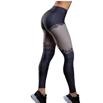 SALSPOR Casual Skriva Leggings Kvinnor Yoga Polyester med Hög Midja Skarva Slim Fit Jeggings Andas Fitness Tjej Legging