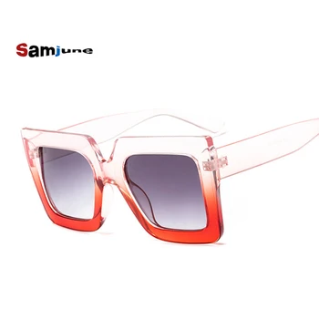 Samjune Vintage Fyrkantiga Solglasögon för Kvinnor 2018 Varumärke Designer Svart Rosa Tydlig Glasögon för kvinnliga Gradient Lens UV400 SS615