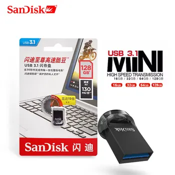SanDisk USB-3.1 Flash-Hårddisk 256GB CZ430 Super Mini Penna Driva 16GB 32GB 64GB 128GB Minne Upp Till 130MB/s Hög Hastighet Pendrive