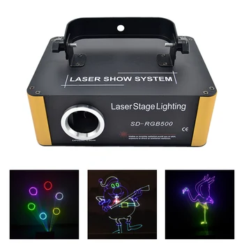 SD-Kort Program 500mW RGB Laser Fjärrkontrollen Animation Scan Projektorn scenbelysning Xmas DJ Fest Led DMX Bean Ljus Scanner ILD-Fil