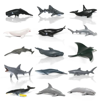 Sea Life Djur Dolphin Strålar Whale Shark Modell Åtgärder Siffror Ocean Aquarium Fish Miniatyrmodeller Barn Leksaker