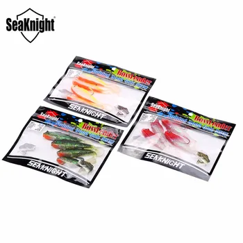 SeaKnight SL005 Mjukt Bete 16g 90mm 3,5 4st med Krokar Leda Huvud Mjuka Drag, 3D Ögon Fiska Lake Älv Fiske Lure