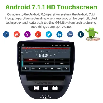 Seicane 10,1 tums Android 8.1 Bil GPS Navigation Radio för 2005-Peugeot 107 stöd TPMS DVR Carplay backkamera DAB+