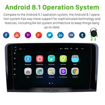 Seicane Android 9.1 Bil-Multimedia spelare 2Din GPS För 2005 2006 2007-2012 Mercedes Benz ML KLASS W164 ML350 ML430 ML450 ML500