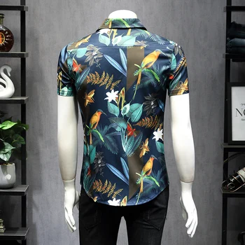 SHAN BAO ursprungliga varumärket män är sommaren kort-sleeved shirt 3D-mönster växt blomma utskrift 2020 ny trend kläder mode shirt