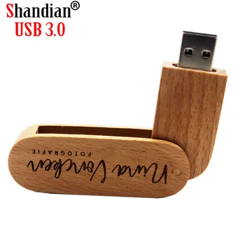SHANDIAN USB 3.0 gratis anpassad logotyp bok trä-saber USB-flash-enhet pendrive 4S 16GB 32GB 64GB kund LOGOTYP bröllopsgåva