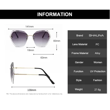 SHAUNA Lyxiga Kristall Solglasögon Kvinnor Mode Garnityr Lutning Nyanser UV400