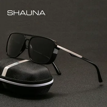 SHAUNA Retro Polariserade Punk Solglasögon Varumärke Designer Mode Rektangel Goggle Nyanser UV400