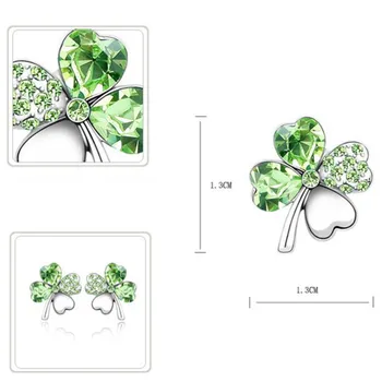 SHDEDE Four Leaf Clover Prydd Med Kristaller från Swarovski Fashion Smycken Örhängen För Kvinnor Kvinnliga Tillbehör -3717