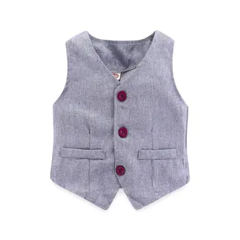 Shirt för Barn Pojke Outfit Formella Kläder av Hög Kvalitet Gentleman Vest Grey + långärmad Vit Tröja + Byxor