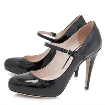 SHOFOO skor,Vackra och moderiktiga damskor, lackläder, ca 11 cm högklackade damskor, rund tå pumpar.