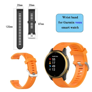 Silikon band för Garmin venu forerunner 245 645 smart klocka tillbehör ersätter armband 20MM bredd quick fit strap loop