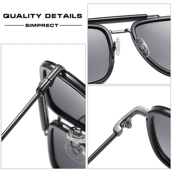 SIMPRECT 2021 Polariserade Solglasögon Män UV400 Hög Kvalitet i Metall med Vintage-Torget solglasögon För Manligt Mode Varumärke Design Oculos