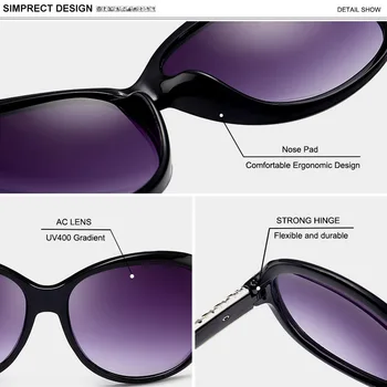 SIMPRECT Runda Solglasögon för Kvinnor 2021 Svarta stora Solglasögon Retro Vintage Stora solglasögon Nyanser För Kvinnor Zonnebril Dames