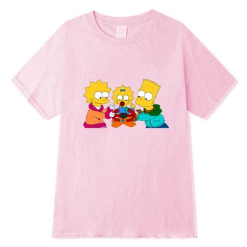 Simpsons tryck T-shirt Roliga Anime Kort Ärm Kläder