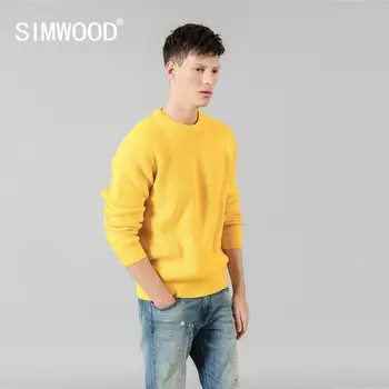 SIMWOOD 2020 höst vinter varm tröja män casual särskilda neck design stickade randiga tröjor av hög kvalitet varumärken kläder SI980567