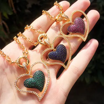 SINZRY hotsale cubic zirconia eleganta hjärtat form hänge halsband kreativ lady smycken tillbehör