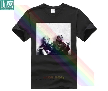 Skriva ut T-shirts Män Tupac Marilyn Monroe Par Logotyp Hiphop Legend Grafisk Ny Upplaga