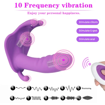 Slitage Dildo Vibrator sexleksak för Kvinnor Orgasmer Masturbator G-punkten Stimulera Klitoris Fjärrkontrollen Trosor Vibratorer Vuxen sexleksaker