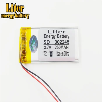 Smarta uppladdningsbara 302245 3,7 v 250mAh li-polymer-batteri med pcm och tråd