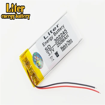 Smarta uppladdningsbara 302245 3,7 v 250mAh li-polymer-batteri med pcm och tråd