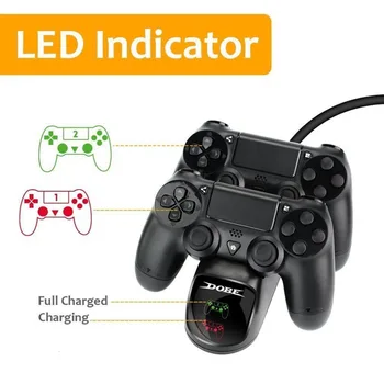 Snabb Laddning PS4-Docka Dubbla Styrenheter Laddare laddaren Gamepad ställ Hållare LED för SONY PlayStation 4 PS4/Pro/Slim