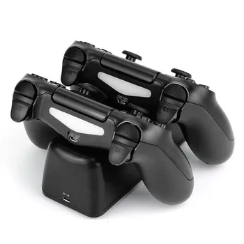 Snabb Laddning PS4-Docka Dubbla Styrenheter Laddare laddaren Gamepad ställ Hållare LED för SONY PlayStation 4 PS4/Pro/Slim