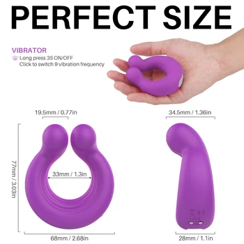 Snopp Och Penis Ring Dubbla Huvud Vibrerande Cockring För Par Män Dubbla Motorskydd G-Spot Vibrator Låsring Sex Toy Cock Ring
