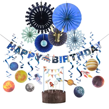 Solar System Star Party Decoration Universum Galaxy Yttre Rymden Tema Kids Birthday Party Supplies Planet Inredning