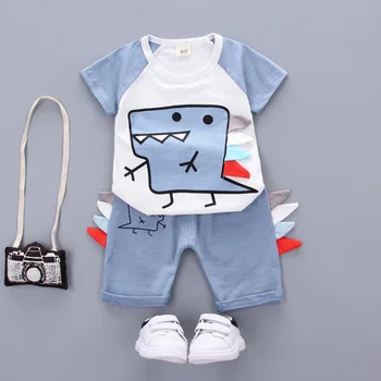 Sommaren Barn Casual Kläder Baby Pojkar Flickor Tecknat Spädbarn Newbrown T-Shirt Dinosaurie Shorts 2st/set Barnen Spädbarn Sportkläder