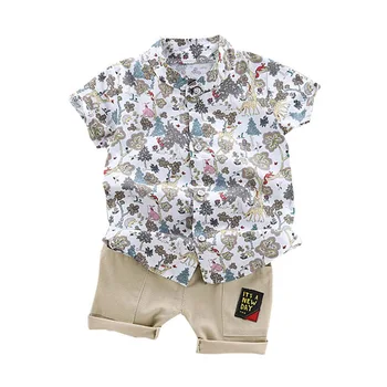 Sommaren Barn Mode Kläder barnkläder Pojkar barnkläder Casual Kort Ärm Animal Print T-shirt, Toppar+Shorts Kostym Set