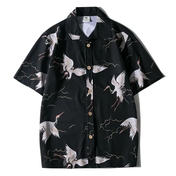 Sommaren Män Casual Skjorta Kort Ärm Herrskjortor Hawaii Manliga djur Print Stranden Shirt streetwear Semester camisa hombre
