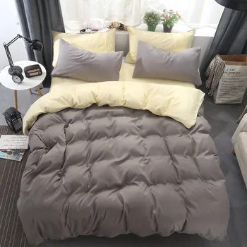 SongKAum 3st Sängkläder Set，4st Sängkläder Set，Marken vanlig färg dubbel-match ren bomull oäkta säng