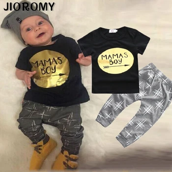 Spädbarn Kläder Satt Pojke Baby Kläder Uppsättning Kort Ärm T-Shirt Byxor Uppsättning Av 2 Bomull Brev Ins Stil K1