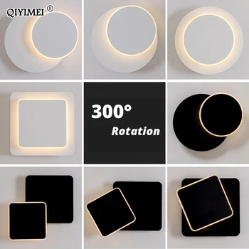 Square LED vägglampa för Sovrum och vardagsrum vit svart vägg skans belysning 360 grader Vridbar Metall 5W/16W fixturer