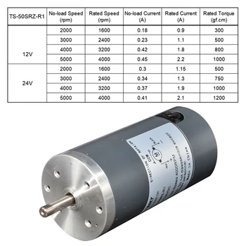 SRZ Diameter 38/50/60mm DC Permanenr Magnet Motor 12V 24V Hög Hastighet 2000/3000/4000/5000rpm Hög Kvalitet DC Borste Motor För DIY