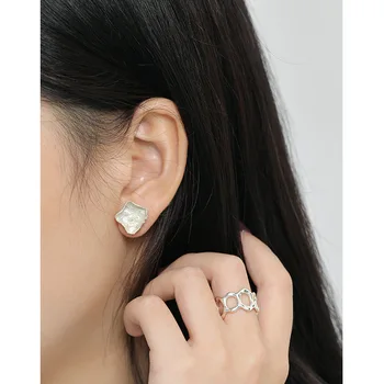 S'STEEL 925 Sterling Silver Örhängen För Kvinnor Guld ring liten Söta Asymmetriska Örhängen med 2020 Pendientes Minimalistiska Smycken