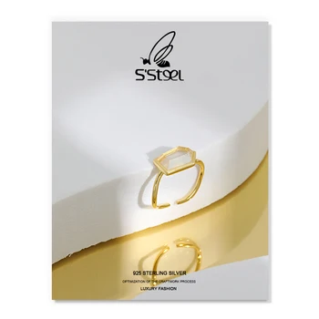S'STEEL Minimalistisk Ring Gåvor För Kvinnor i 925 Sterling Silver Designer Crystal Gold Rings parure x Bijoux Femme Fina Smycken
