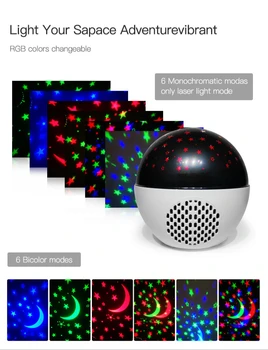 Starry Sky Night Light Projektorn Sovrum Galaxy Star Projektorn USB-Laddning Atmosfär Lampa Bluetooth röststyrning, Musik, LED